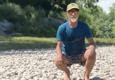 Kanu-Guide Walter auf einer Schotterbank